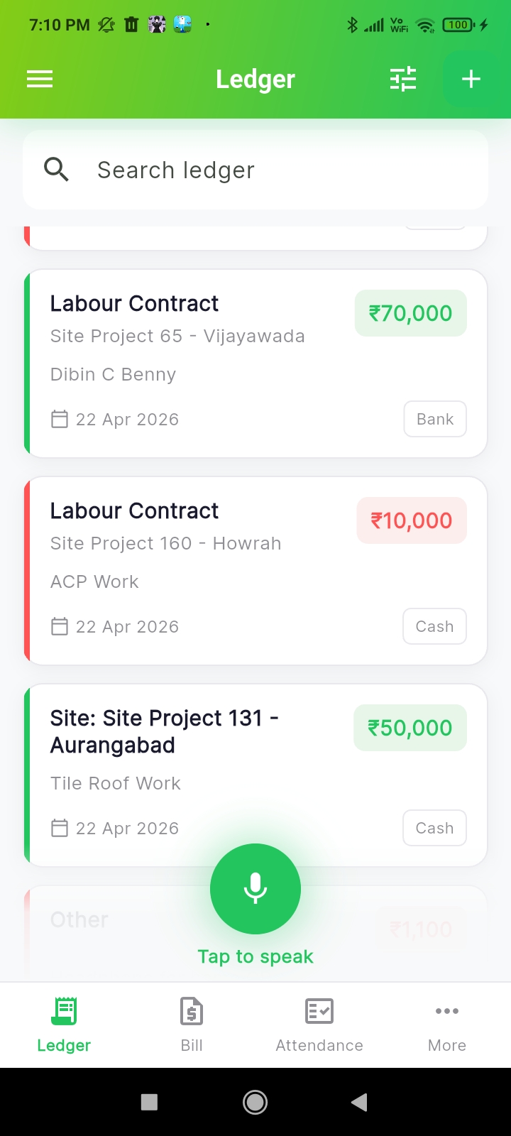 Ledger — Mobile