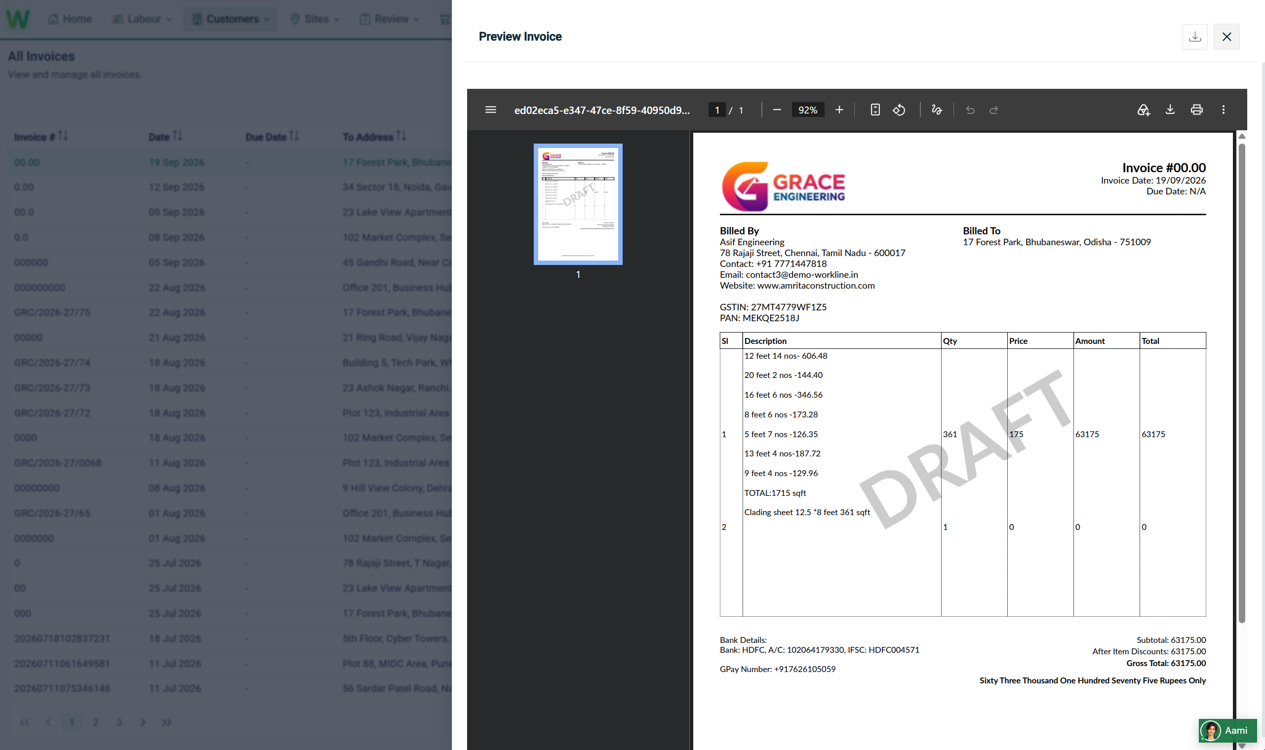 Workline360 Professional GST Invoicing and Invoice Preview