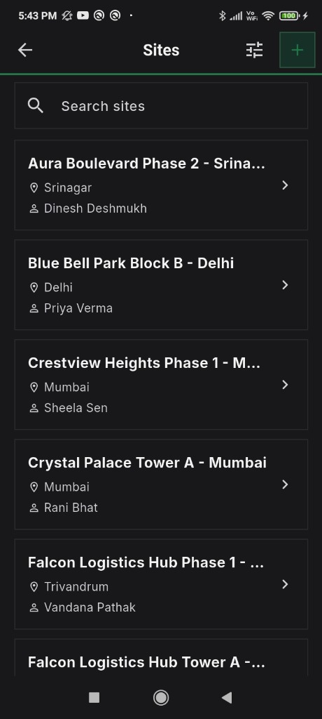 Workline360 Mobile - Project Sites Directory
